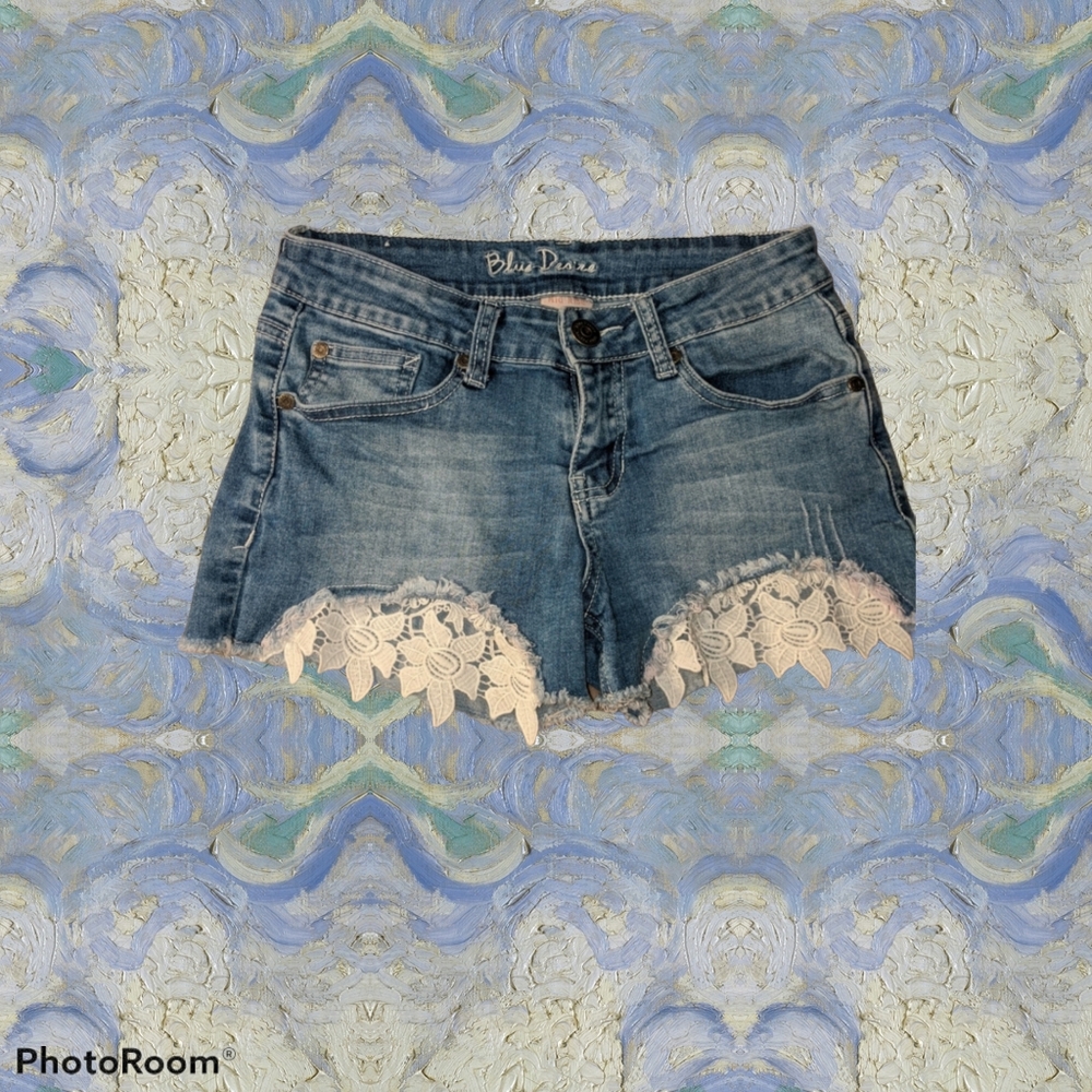 Blue Desire Mid Rise Mini Denim Jean Shorts Size 3